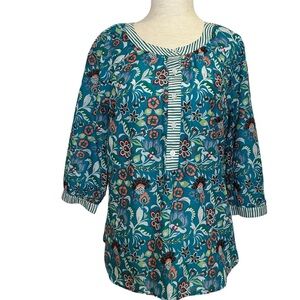 New Talbots Floral Teal Women's Top Size S/P